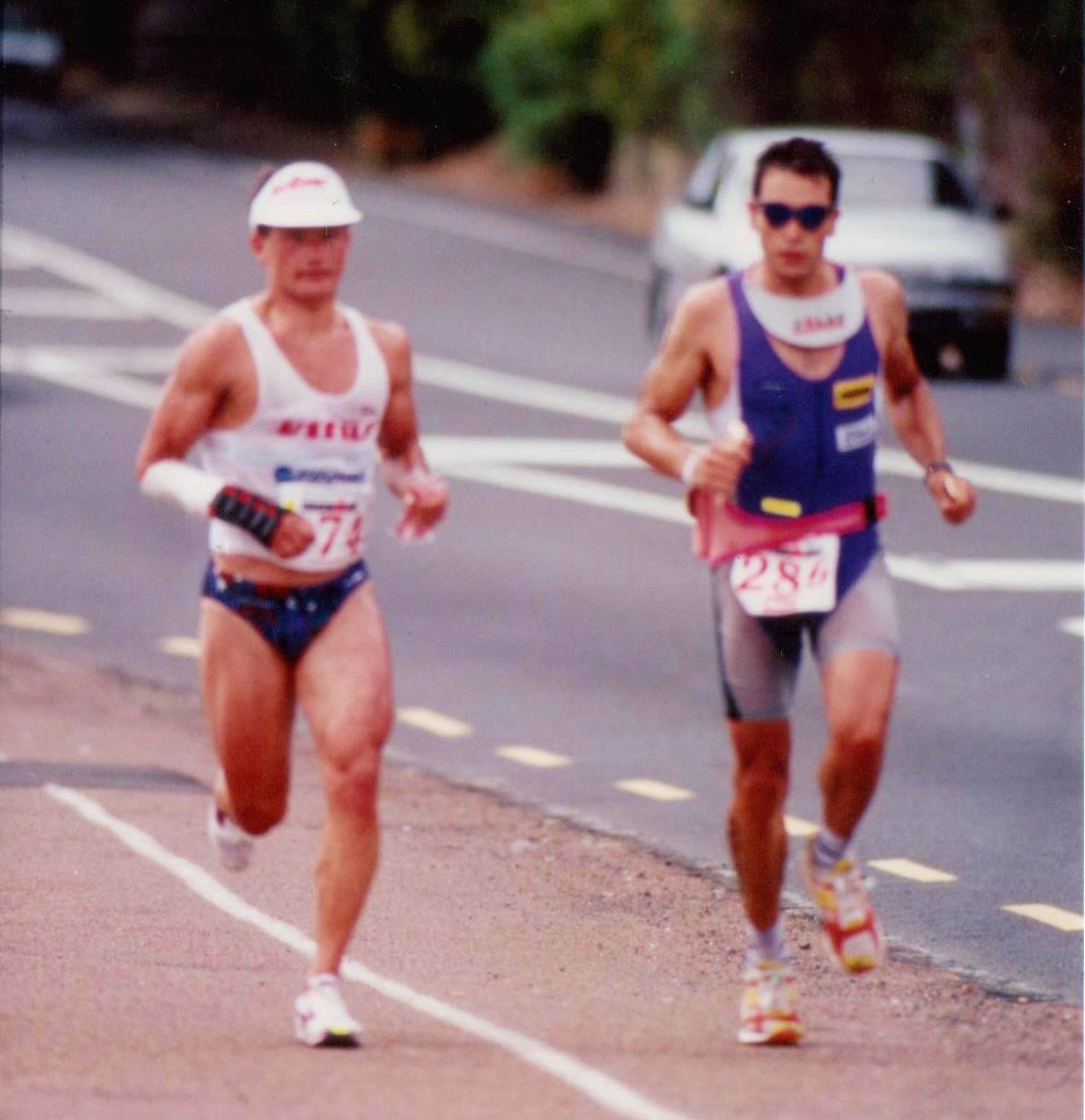 Bennie Lindberg und Stefan Hoilzner beim Ironman New Zealand 1994